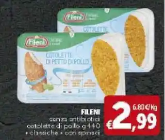 Deco Supermercati Fileni Senza Antibiotici Cotolette di Pollo 440g offerta