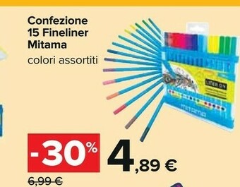 Carrefour Mitama Confezione 15 Fineliner offerta