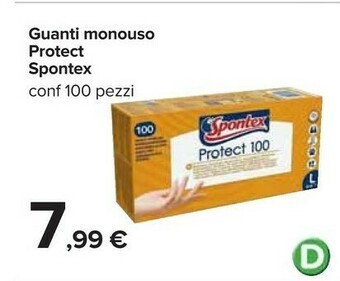 Carrefour Spontex Guanti Monouso Protect offerta