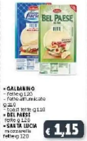 Deco Supermercati Galbanino Fette 120g, Bel Paese 120g, Santa Lucia Mozzarella fette 120g offerta