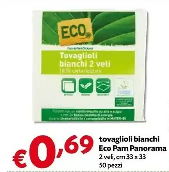 Borello Supermercati Pam Panorama Eco Tovaglioli Bianchi offerta