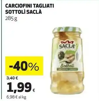 Coop Saclà Sottolì Carciofini Tagliati 285 G(ml) offerta