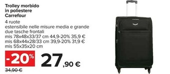 Carrefour Carrefour Trolley Morbido In Poliestere 4 Ruote offerta