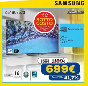 Euronics Samsung 65" BU8570 offerta