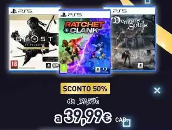 Unieuro PS5 Ghost/Ratchet Clank/Demons Souls offerta