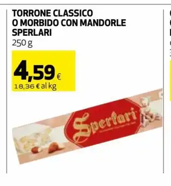 Coop Torrone Classico O Morbido Con Mandorle Sperlari 250 g offerta