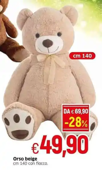 Galassia Orso beige cm 140 con fiocco offerta
