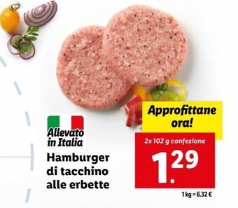 Lidl Hamburger di tacchino alle erbette offerta