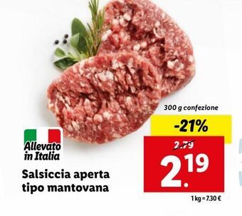 Lidl Salsiccia aperta tipo mantovana offerta