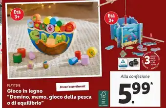 Lidl Gioco in legno 'domino, memo, gioco della pesca o di equilibrio' offerta