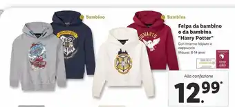 Lidl Felpa da bambino o da bambina 'harry potter' offerta