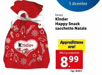 Kinder happy snack sacchetto natale