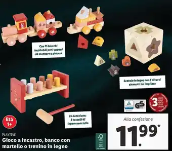 Lidl Gioco a incastro, banco con martello o trenino in legno offerta