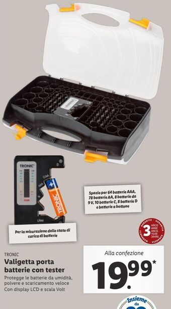 Lidl Valigetta porta batterie con tester offerta
