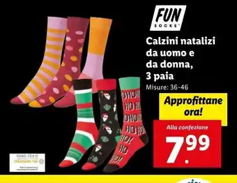 Lidl Calzini natalizi da uono e da donne, 3 paia offerta