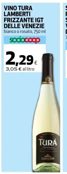 Coop Vino Tura Lamberti Frizzante IGT Delle Venezie bianco o rosato, 750 ml offerta