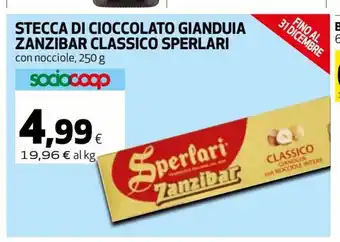 Coop Stecca Di Cioccolato Gianduia Zanzibar Classico Sperlari con nocciole 250 g offerta