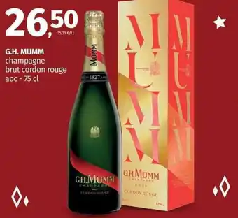 Pam G.H. Mumm champagne brut cordon rouge aoc - 75 cl offerta