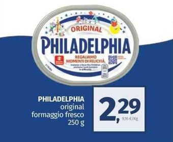 Pam Philadelphia original formaggio fresco 250 g offerta