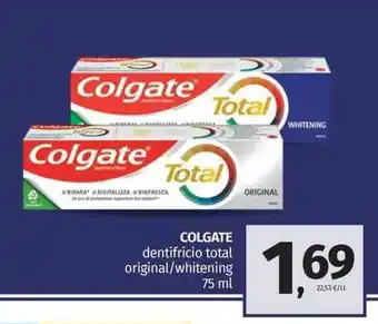 Pam Colgate dentifricio total original/whitening 75 ml offerta