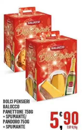 Interspar Balocco Dolci Pensieri Panettone 750 g + Spumante/Pandoro 750 g + Spumante offerta