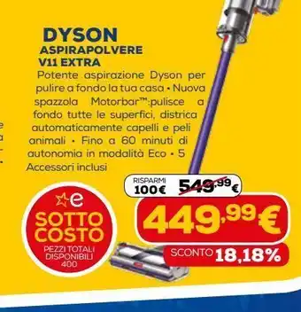 Euronics Dyson aspirapolvere v11 extra offerta