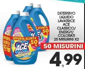 Interspar Ace Detersivo Liquido Lavatrice Classico/Energy/Colorati 25 misurini x 2 offerta