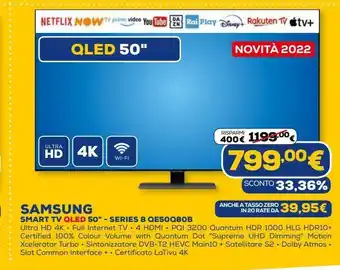 Euronics Smart tv oled 50'' samsung - series 8 qe50q80b offerta