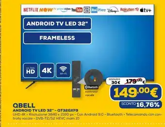 Euronics Andoid tv led 32'' qbell qt32gxf9 offerta