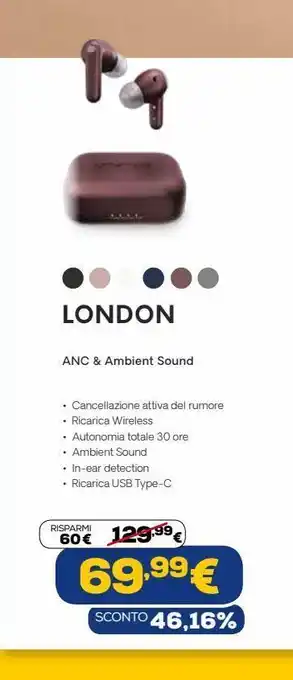 Euronics Cuffie bluetooth london anc & ambient soun offerta