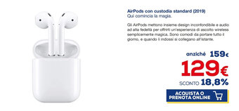 Euronics AirPods con custodia standard (2019) offerta
