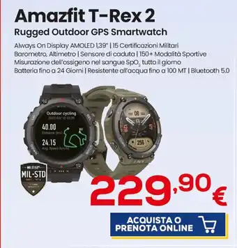 Euronics Amazfit T-Rex 2 Rugged Outdoor GPS Smartwatch offerta