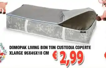 Domopak Living Bon Ton Metrik Custodia Coperte Xlarge 95x45x18 cm