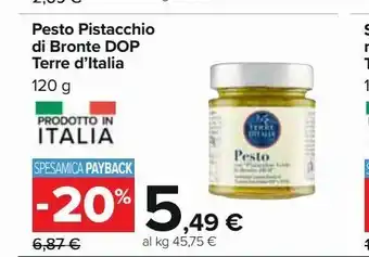 Carrefour Iper Pesto pistacchio di bronte terre d'italia offerta