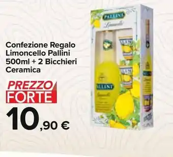 Carrefour Iper Limoncello regalo limoncello pallini 500 ml + 2 bicchieri ceramica offerta