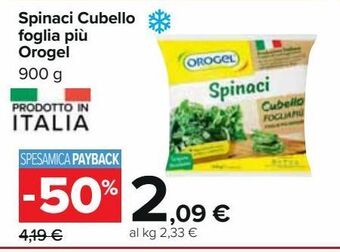 Carrefour Iper Spinaci cubello foglia più orogel offerta