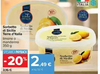 Carrefour Iper Sorbetto di sicilia terre d'italia offerta