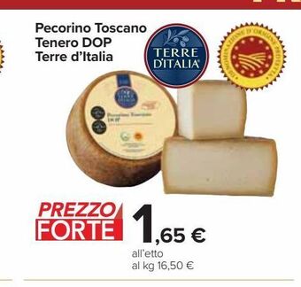 Carrefour Iper Pecorino toscano tenero dop terre d'italia offerta