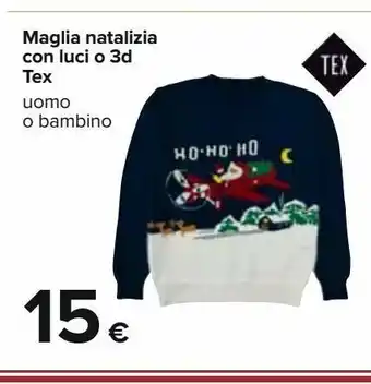 Carrefour Iper Maglia natalizia con luci o 3d tex offerta