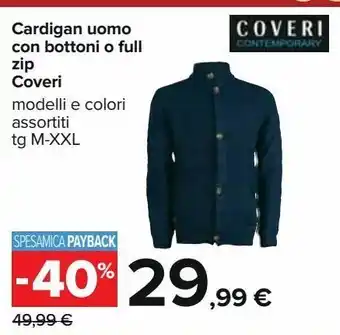 Carrefour Iper Cardigan uomo con bottoni o full zip coveri offerta