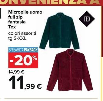 Carrefour Iper Micropile uomo full zip fantasia tex offerta