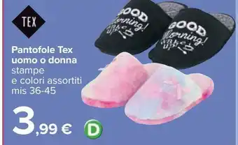 Carrefour Iper Pantofole tex uomo o donna offerta