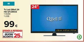 Carrefour Iper Tv led qbell 24 hd qt24k03 offerta