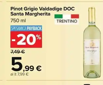 Carrefour Market Pinot grigio valdadige doc santa margherita 750 ml offerta