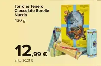 Carrefour Market Torrone tenero cioccolato sorelle nurzia 430g offerta