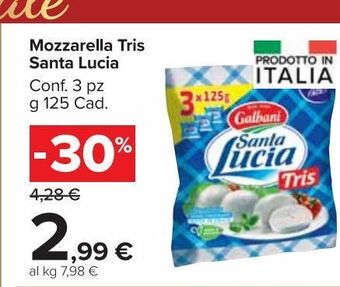 Carrefour Market Mozzarella tris santa lucia 375 g offerta