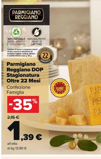 Carrefour Market Parmigiano reggiano dop stagionatura oltre 22 mesi confezione famiglia offerta
