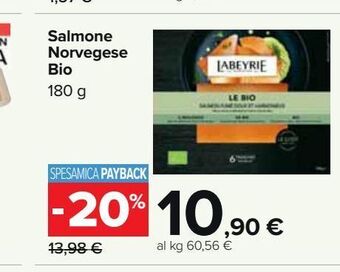 Carrefour Market Salmone norvegese bio 180 g offerta
