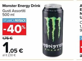 Carrefour Market Monster energy drink gusti assortiti 500 ml offerta