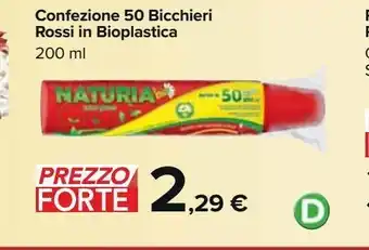 Confezione 50 bicchieri rossi in bioplastica 200 ml